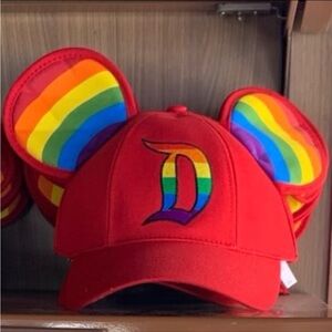 Disneyland Rainbow Pride Ball Cap Hat Mickey Ears Red